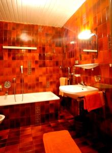 La salle de bains est pourvue d'un lavabo et d'une baignoire. dans l'établissement Appartment Röck, à Campo Tures