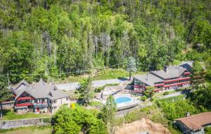 an aerial view of a house with a pool at Chalet Inn in Gatlinburg