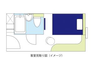 a floor plan of a room with a diagram at Meitetsu Inn Hamamatsucho in Tokyo