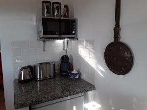 een keuken met een aanrecht met een magnetron bij Casa al Cerro in Alora