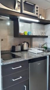 cocina con fregadero y encimera en El encanto del lago en San Carlos de Bariloche