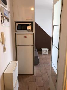 Il comprend une petite cuisine équipée d'un réfrigérateur et d'un four micro-ondes. dans l'établissement Apartment Kristina, à Novalja