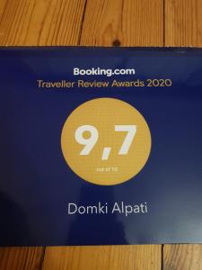 Certifikát, ocenenie alebo iný dokument vystavený v ubytovaní Domki Alpati