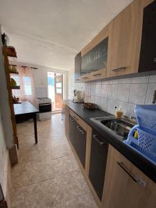 a kitchen with a sink and a counter top at Casa Alexandreea in Orşova