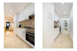 リスボンにあるWHome | Graça Premium Apartment #23の白いキャビネット付きのキッチンの景色2つ