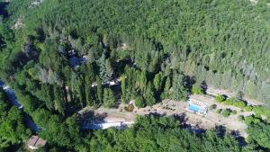 una vista aérea de un bosque con una casa en el medio en Convento di Acqua Premula en Sellano