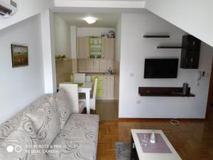 a living room with a couch and a kitchen at Apartman ZENIT in Vrnjačka Banja +8 photos