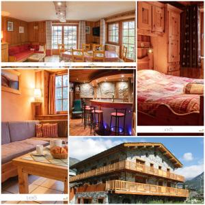 a collage of photos of a hotel room at Chalet Les Liouès in Sollières-Sardières