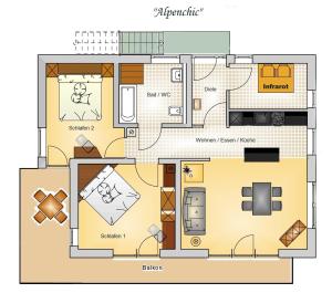Půdorys ubytování Ferienwohnung In den Bergen