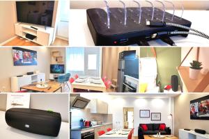 eine Collage mit Bildern eines Zimmers mit einem Bett in der Unterkunft Gare / 2 chambres / Appartistic Machines de l île / WIFI FIBRE in Nantes