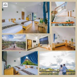 un collage de fotos de una habitación de hotel en Mây Trắng Villa, en Da Lat