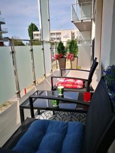 Balkón alebo terasa v ubytovaní Kołobrzeg apartament Osiedle Bursztynowe ul baltycka 11 b