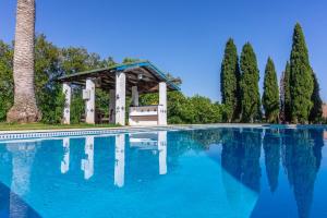 a swimming pool with a gazebo and trees at Casa Napsu in Mijas