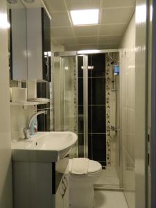 a bathroom with a toilet and a sink and a shower at Taksim Mood in Istanbul