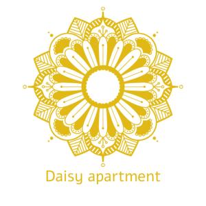 una ilustración de un mandala amarillo con adornos de aakra en Daisy apartment, en Ajdovščina