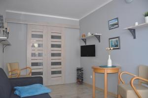 TV a/nebo společenská místnost v ubytování Apartament nad jeziorem Białym