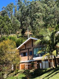 聖安東尼奧－杜皮尼亞爾的住宿－Pousada Cores e Flores da Serra，棕榈树山丘上的房屋