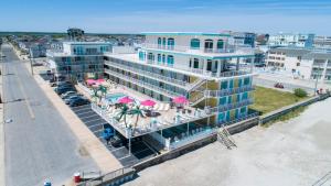 an aerial view of a hotel on the beach at Paradise Oceanfront Resort of Wildwood Crest in Wildwood Crest
