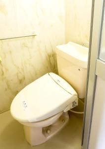 a bathroom with a toilet and a sink at Hikone Station Hotel in Hikone