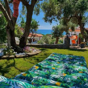a blanket laying on the grass in a yard at SweetHouse Pula in Porto Columbu - Perdʼe Sali