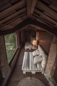 an overhead view of a living room in a cabin at Casa Vilar in Sanxenxo