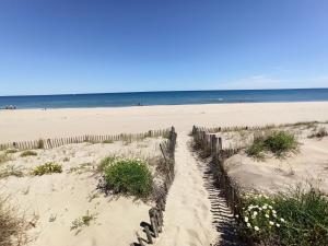 a path through the sand on a beach at Appartement à Marseillan plage accès direct à la plage in Marseillan