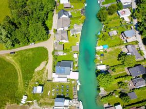 an overhead view of a residential neighborhood with houses at Hotel Rösch in Klagenfurt