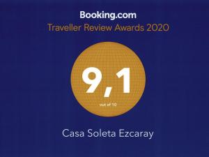 Certifikát, hodnocení, plakát nebo jiný dokument vystavený v ubytování Casa Soleta Ezcaray