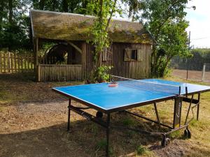 a ping pong table in front of a shed at Au coeur de nos campagnes in Lachapelle-Saint-Pierre