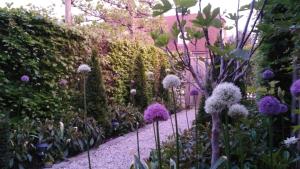 un jardin avec des fleurs violettes et une clôture dans l'établissement 't Voske, au Coq