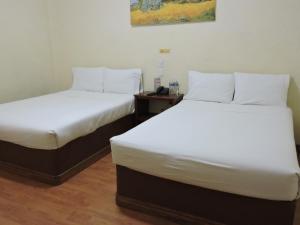 - deux lits assis l'un à côté de l'autre dans une pièce dans l'établissement Hotel Capri de Leon Mexico, à León