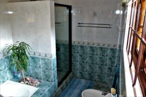 a bathroom with a shower and a sink at Villa Stella Guest House in Edenvale