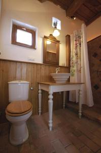 a bathroom with a toilet and a sink at Dió-Lak Vendégház in Feldebrő +16 photos