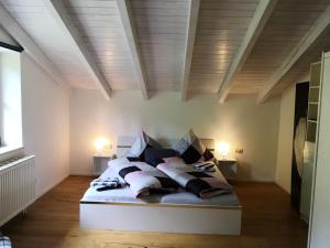 Jungholz Erlebnis tesisinde bir odada yatak veya yataklar