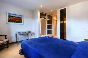 カラ・フィゲラにあるNa Pallissera 2のベッドルーム(青いベッド1台、窓付)