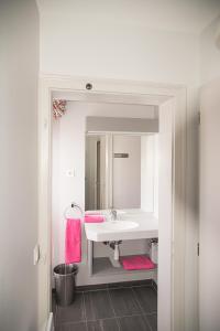 ケゼルスベールにあるAppartements Les Loges les Rempartsのバスルーム(白い洗面台、鏡付)