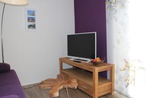 En tv och/eller ett underhållningssystem på Königin Victoria - Appartement mit Saunanutzung
