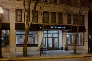 a store front of a building with a sign that reads hotel kitchen at Hotel Retlaw, Trademark Collection by Wyndham in Fond du Lac