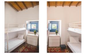 two views of a room with bunk beds at Morgado do Quintão in Lagoa