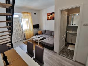 a living room with a couch and a table at RIS CENTRAL Apartments in Novi Sad
