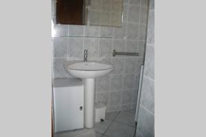 a bathroom with a sink and a shower at LA TRUFFIERE in Castelnau-de-Mandailles