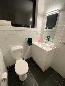 a white bathroom with a toilet and a sink at Cosy Apartment Tara Edelweiss at Skiing Resort of Falls Creek in Falls Creek