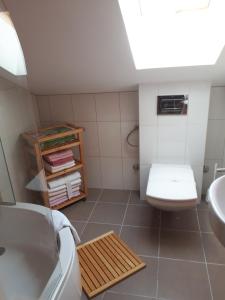a small bathroom with a toilet and a sink at Apartment Mamut in Premantura