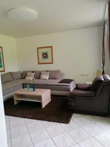 a living room with two couches and a coffee table at FEWO-ATLANTA Reinhardshausen in Reinhardshausen +40 photos