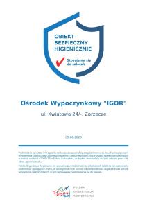 Certificato, attestato, insegna o altro documento esposto da Ośrodek Wypoczynkowy IGOR nad Jeziorem Żywieckim