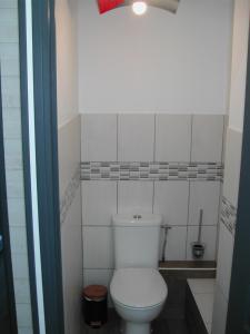 bagno con servizi igienici bianchi in camera di le gite de léonard a Castelnau-dʼEstrétefonds