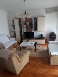 a living room with a couch and a table at Apartments Marin in Senj