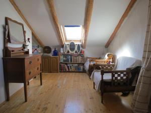 a bedroom with a bed and a dresser and a mirror at Ustrine view in Ustrine