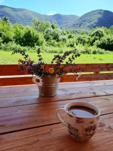 Ein allgemeiner Bergblick oder ein Berglick von des Chalets aus