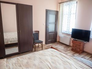 Televízia a/alebo spoločenská miestnosť v ubytovaní Apartamenty na Cichej 5 a4